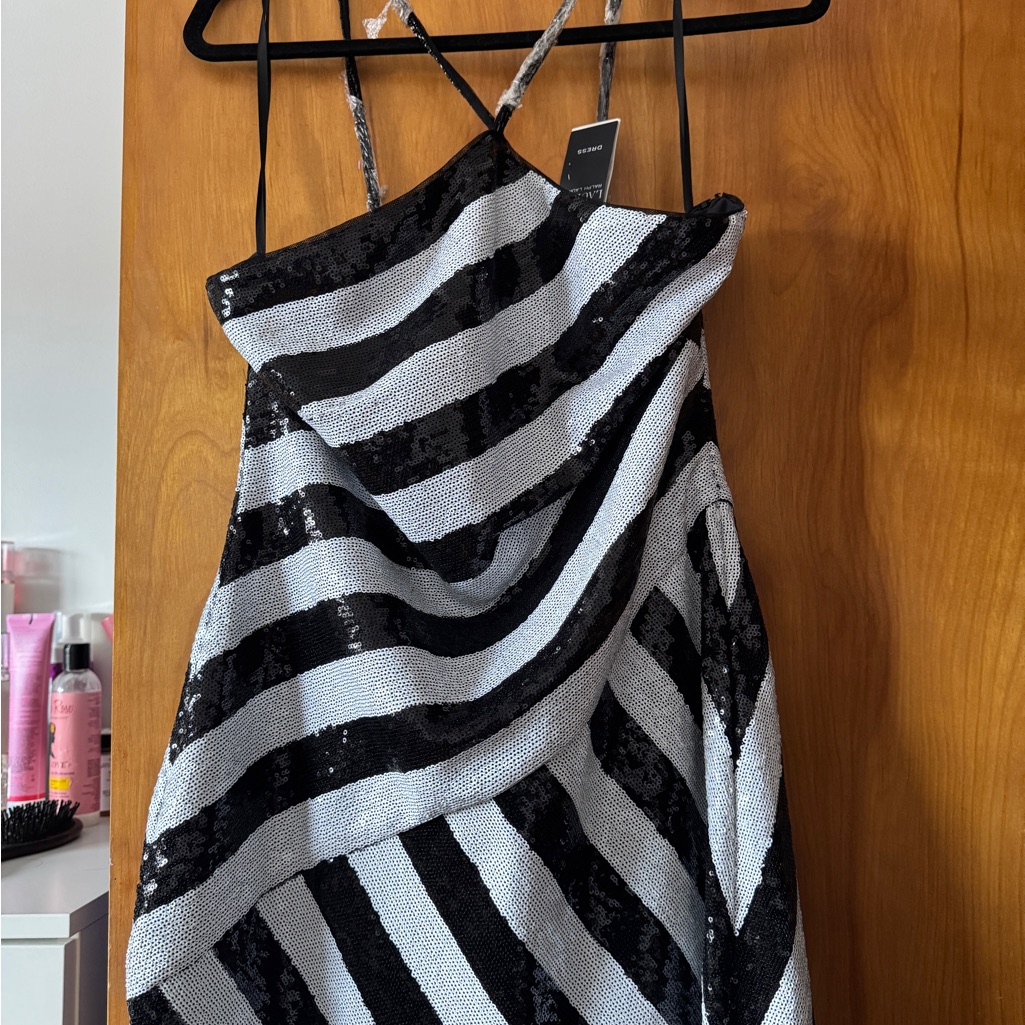 Ralph Lauren Black And Silver Striped Maxi Dress